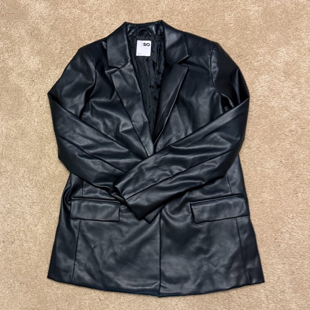 SO Faux Leather Blazer - Medium - Black